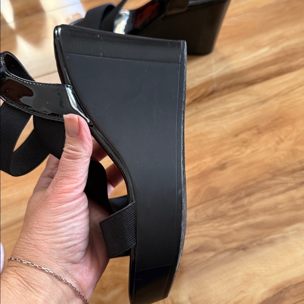Charles by charles david Glossy Black Wedge Sandals - Picture 4 of 10